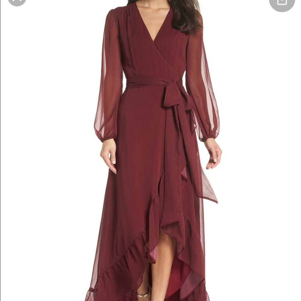 WAYF Meryl Long Sleeve Wrap Maxi Dress